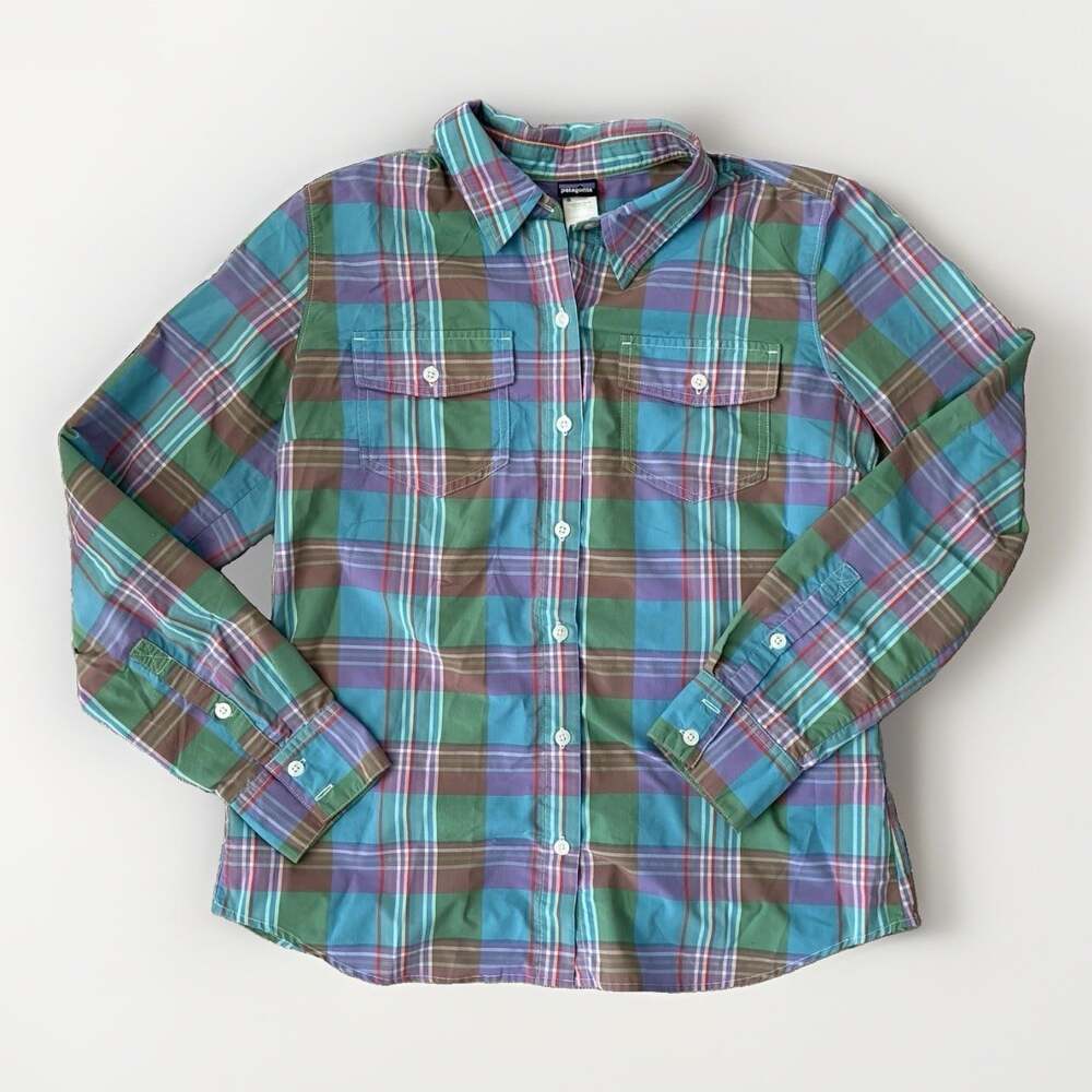 Patagonia Pastel Plaid Button-Up Shirt Long Sleeve adjustable classic american S